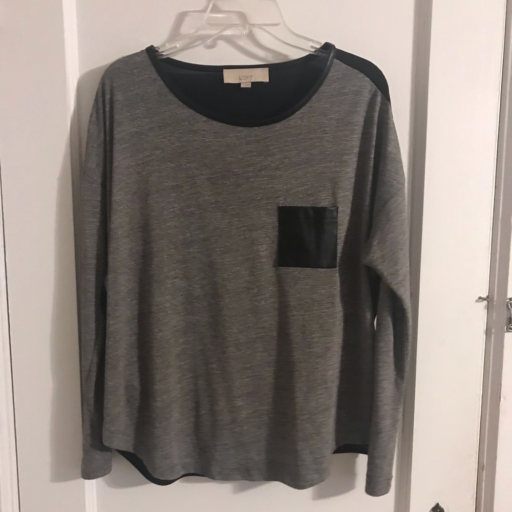 Loft L Long sleeve T shirt with “leather” pocket